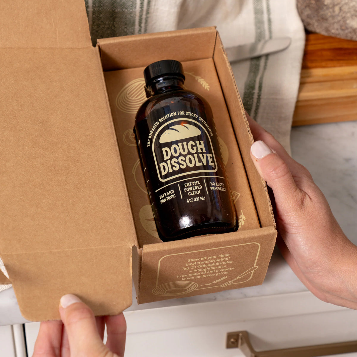 Dough Dissolve product packaged for a customer